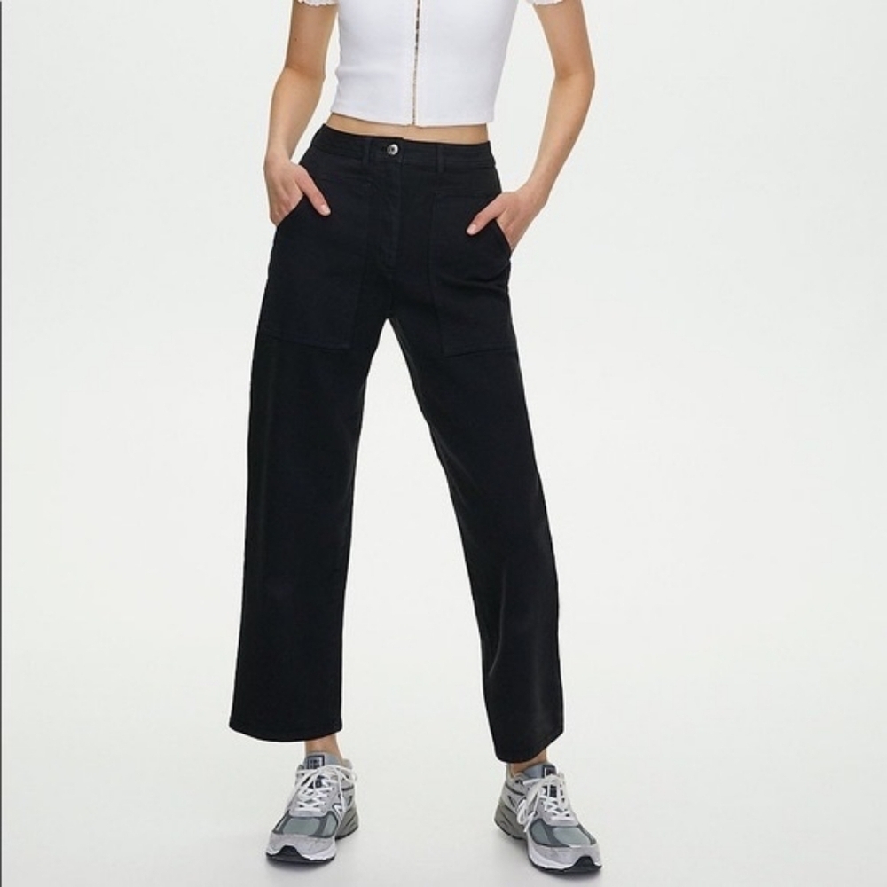 ARITZIA WILFRED FREE Black Free Minimalist Modern Cargo Casual Cotton Pants 6